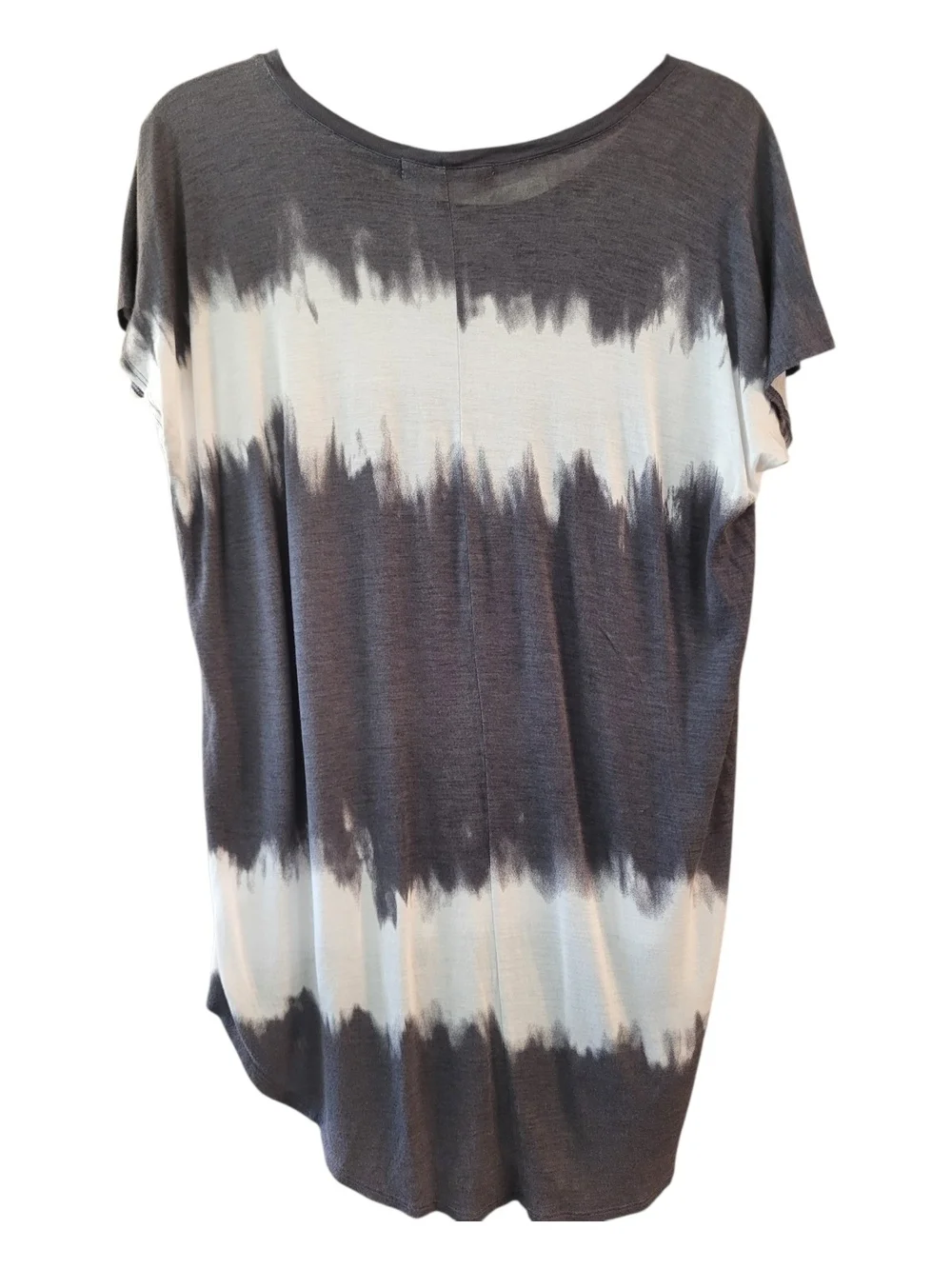 Chloe K Gray & White Tie-Dye Scoop Neck High-Low Tee - Size S